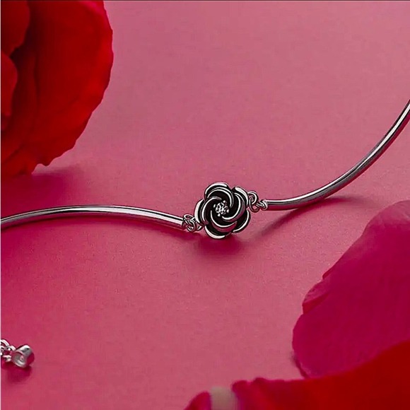 Sterling Silver Minimalist Flower Bracelet, Irregular, Geometric, Dainty, Trendy - Picture 3 of 5